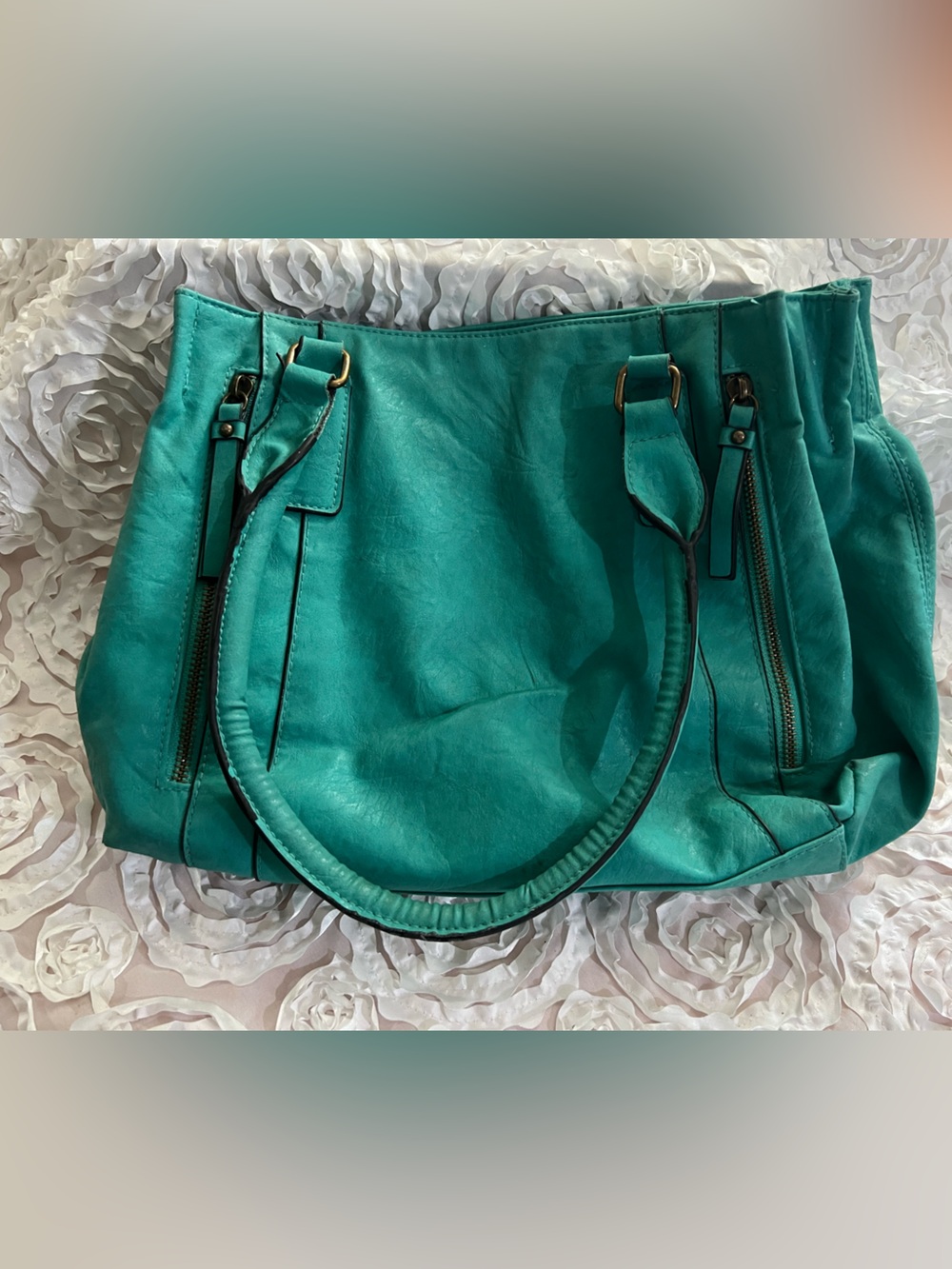 Bueno Teal Shoulder Tote with Dual Zips